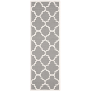 Pemberly Row Grey Indoor Outdoor Runner Rug 2'3&quot x 8' for Home Decor