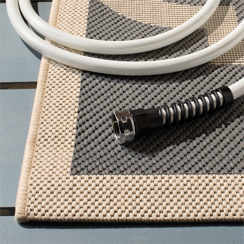 Pemberly Row Grey Indoor Outdoor Runner Rug 2'4