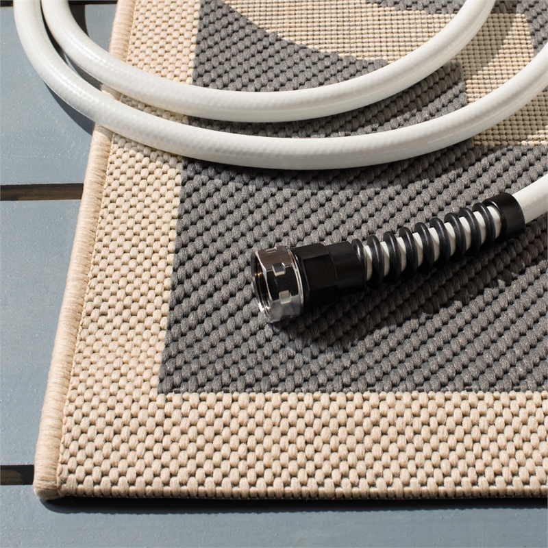 Pemberly Row Grey Indoor Outdoor Runner Rug 2'4