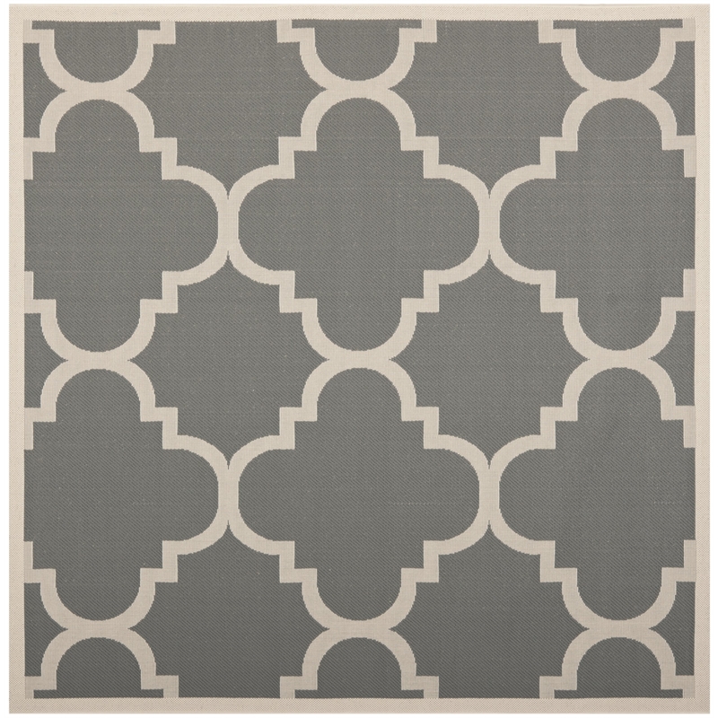 Pemberly Row Grey Indoor Outdoor Square 4' Rug for Home Decor