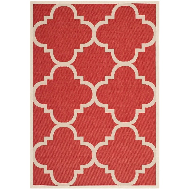 Pemberly Row Red Indoor Outdoor Area Rug 4' x 5'7