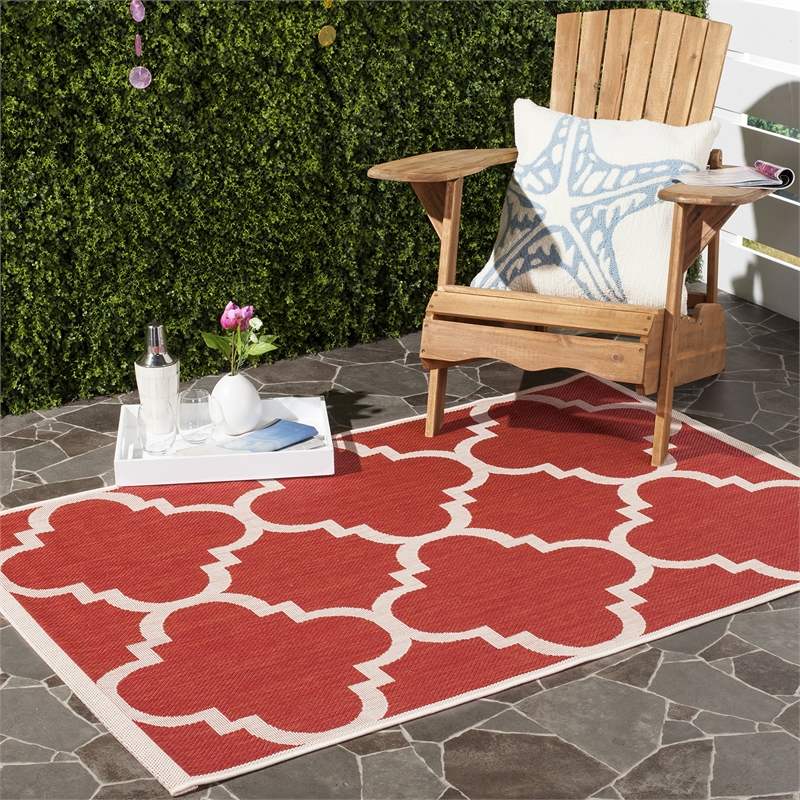 Pemberly Row Red Indoor Outdoor Area Rug 5'3