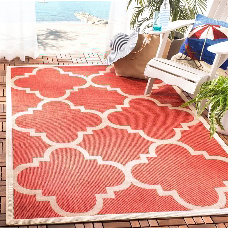 Pemberly Row Red Indoor Outdoor Area Rug 5'3