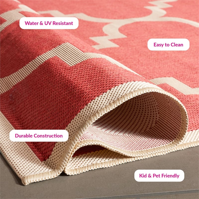Pemberly Row Red Indoor Outdoor Area Rug 8' x 11' for Any Room