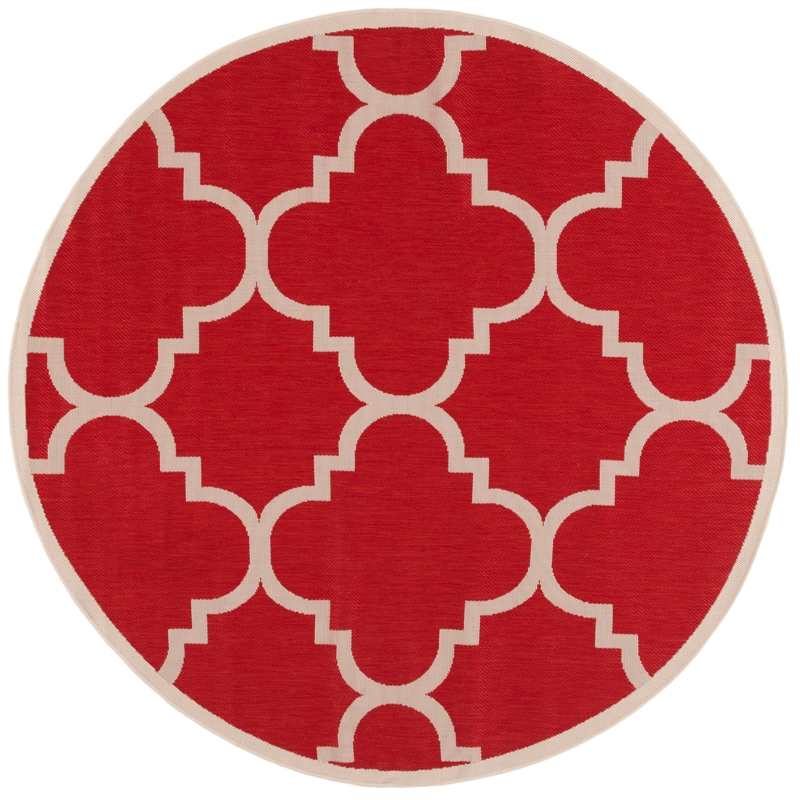 Pemberly Row Contemporary Red Indoor Outdoor Round 6'7