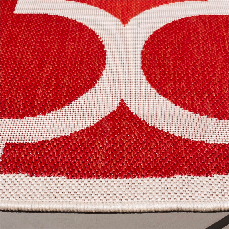 Pemberly Row Contemporary Red Indoor Outdoor Round 6'7