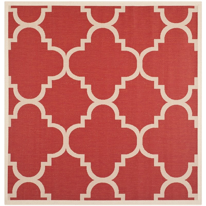 Pemberly Row Contemporary Red Indoor Outdoor Square 4' Rug for Any Space