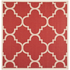 Pemberly Row Contemporary Red Indoor Outdoor Square 4' Rug for Any Space