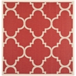 Pemberly Row Contemporary Red Indoor Outdoor Square 4' Rug for Any Space