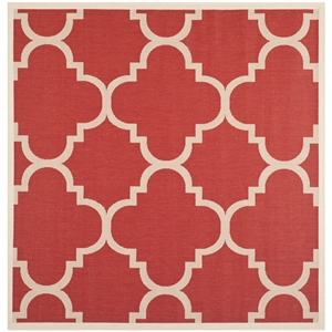 Pemberly Row Red Indoor Outdoor Square 7'10&quot Rug for Any Room