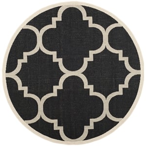 Pemberly Row Black Indoor Outdoor Round 7'10&quot Rug for Any Room