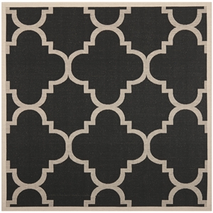 Pemberly Row Black Indoor Outdoor Square 4' Rug for Any Space