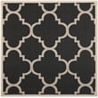 Pemberly Row Black Indoor Outdoor Square 4' Rug for Any Space