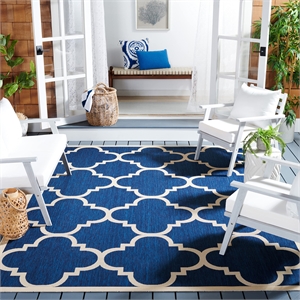 Pemberly Row Navy Indoor Outdoor Area Rug 9' x 12' for Home Decor