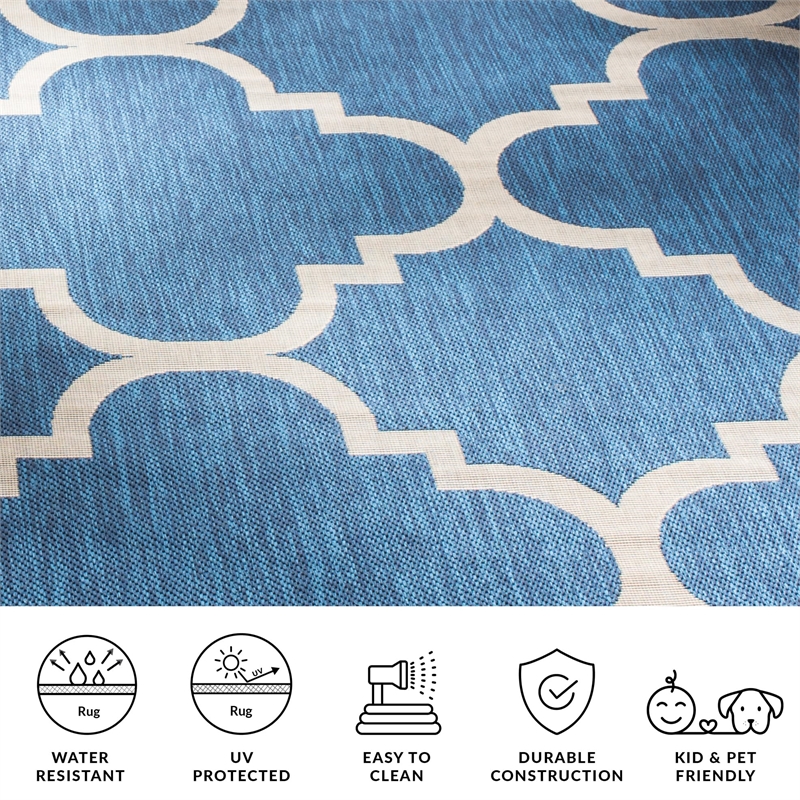 Pemberly Row Navy Indoor Outdoor Area Rug 9' x 12' for Home Decor