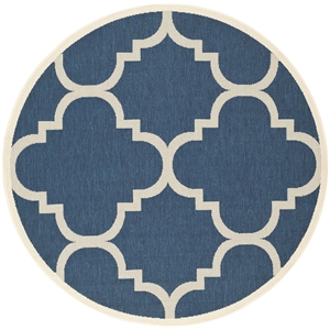 Pemberly Row Navy Indoor Outdoor Round 5'3&quot Rug for Home Decor