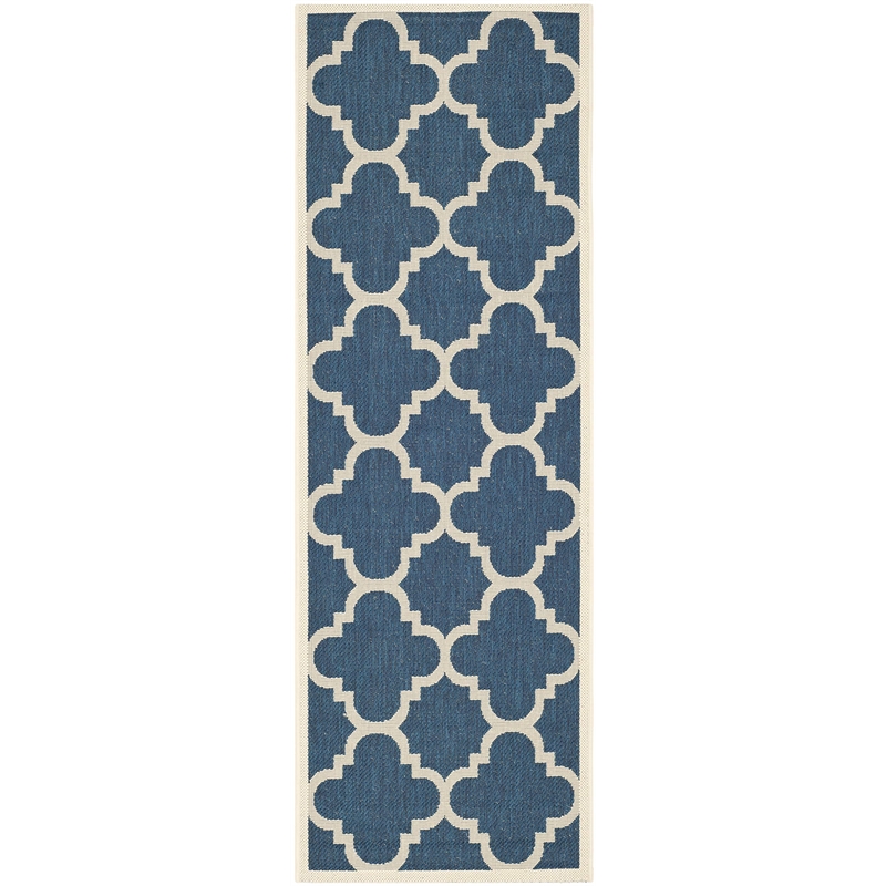 Pemberly Row Navy Indoor Outdoor Runner Rug 2'3