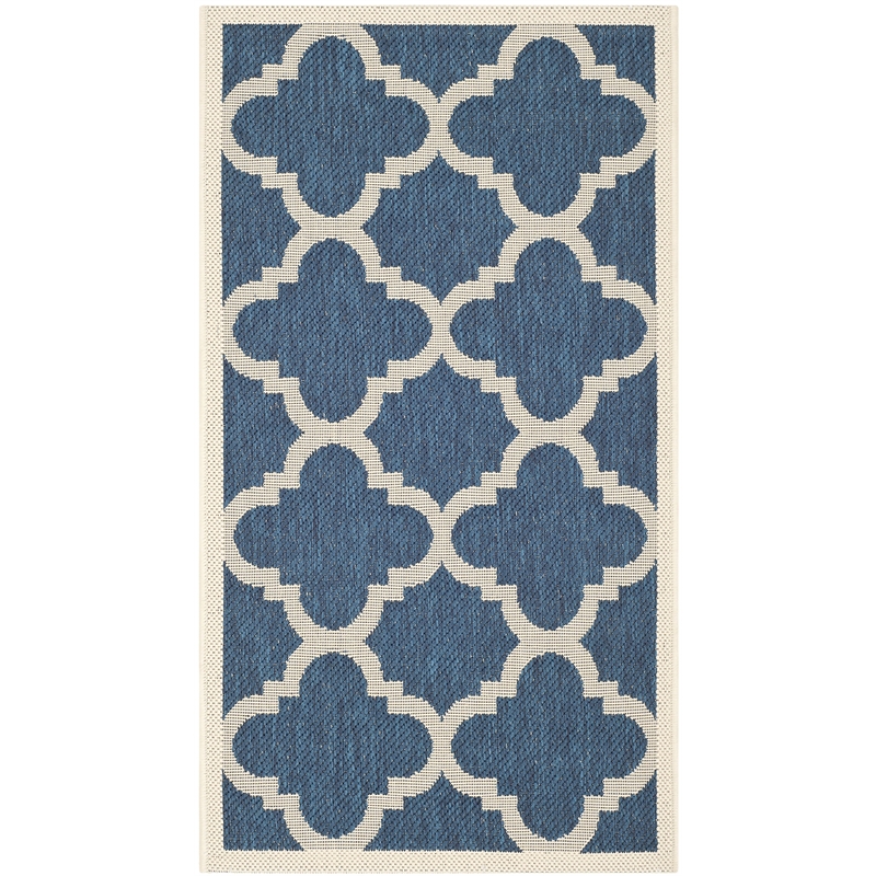 Pemberly Row Navy Indoor Outdoor Runner Rug 2'7