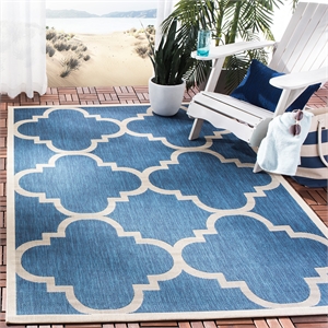 Pemberly Row Navy Indoor Outdoor Square 6'7&quot Rug for Home Decor