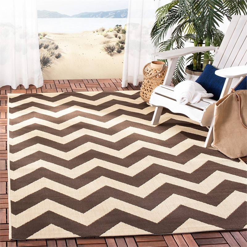 Pemberly Row Dark Brown Indoor Outdoor Square 4' Rug for Any Space
