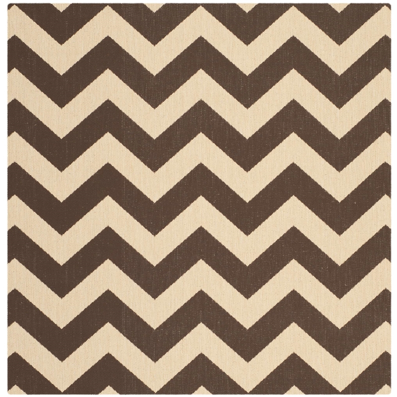 Pemberly Row Dark Brown Indoor Outdoor Square 4' Rug for Any Space
