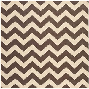 Pemberly Row Dark Brown Indoor Outdoor Square 6'7&quot Rug for Any Room