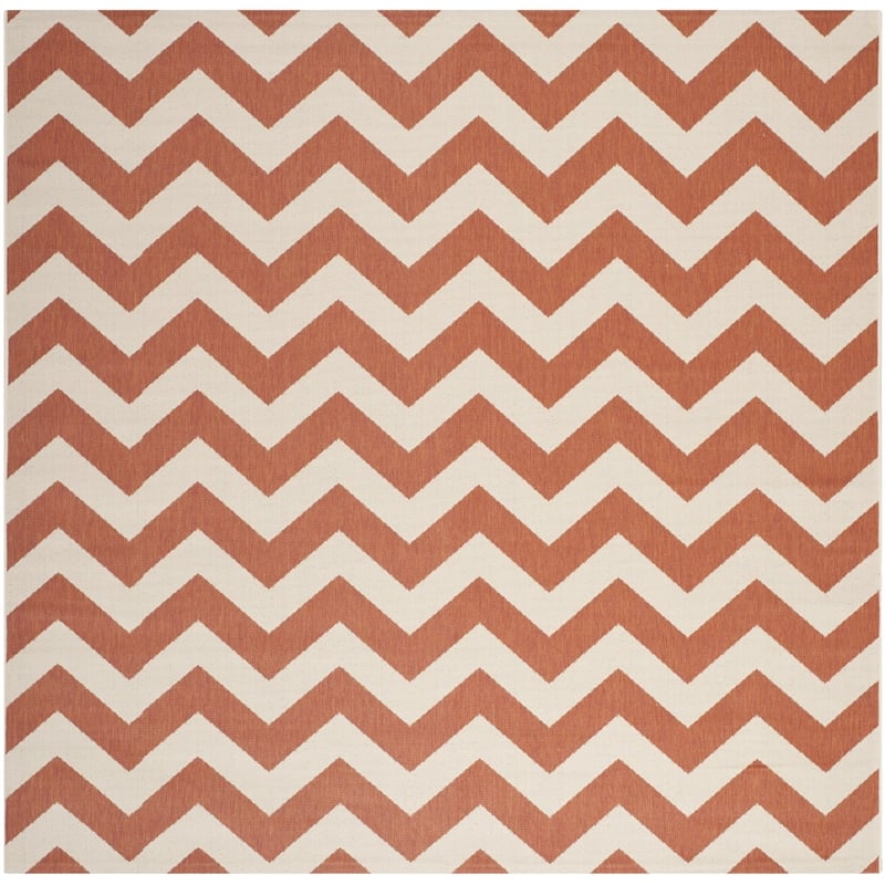 Pemberly Row Terracotta Indoor Outdoor Square 4' Rug for Home Decor