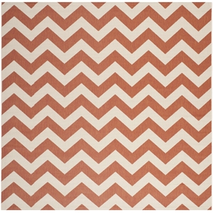 Pemberly Row Terracotta Indoor Outdoor Square 4' Rug for Home Decor
