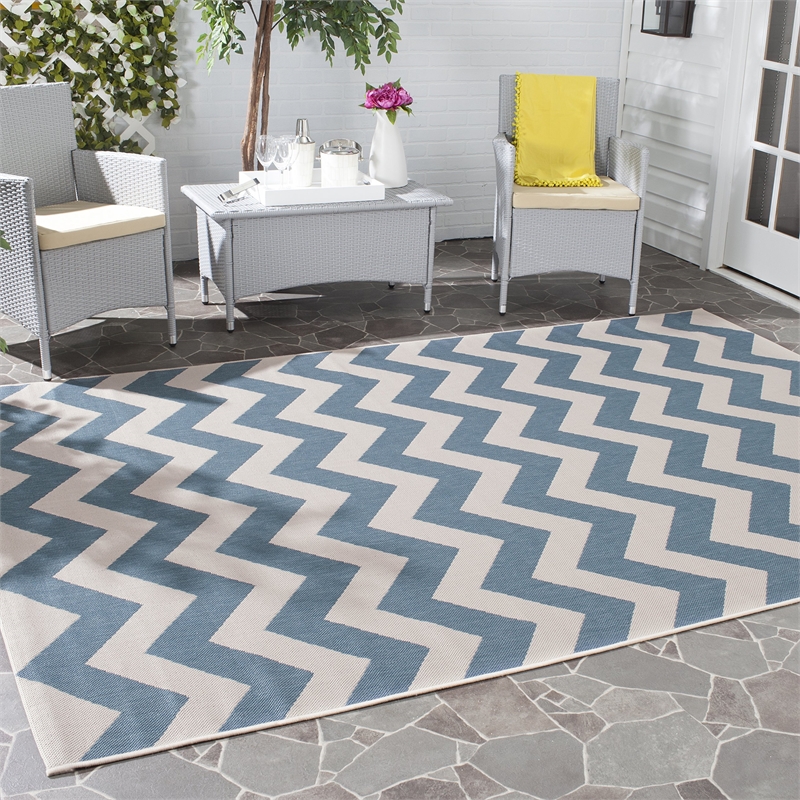 Pemberly Row Blue Indoor Outdoor Area Rug 8'11