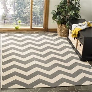Pemberly Row Grey Indoor Outdoor Square 5'3&quot Rug for Home Decor