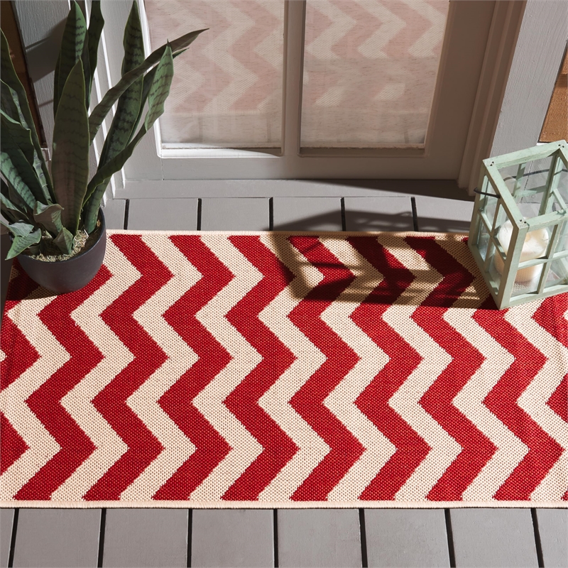 Pemberly Row Red Indoor Outdoor Accent Rug 2' x 3'7