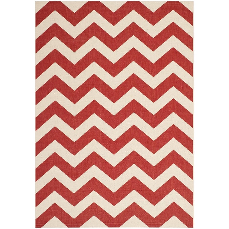 Pemberly Row Red Indoor Outdoor Area Rug 4' x 5'7