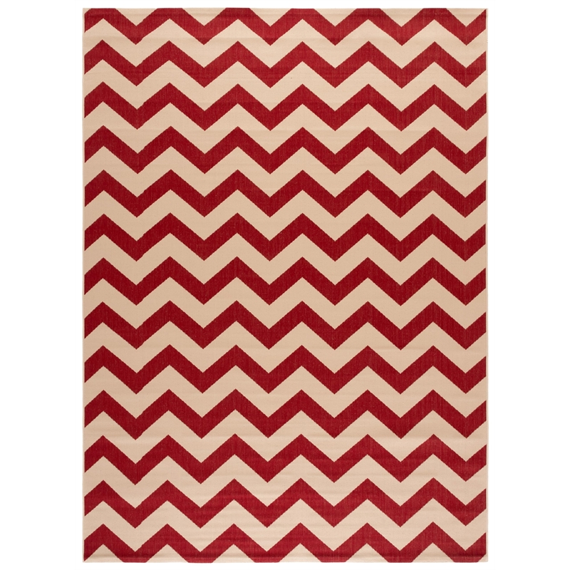 Pemberly Row Red Indoor Outdoor Area Rug 6'7