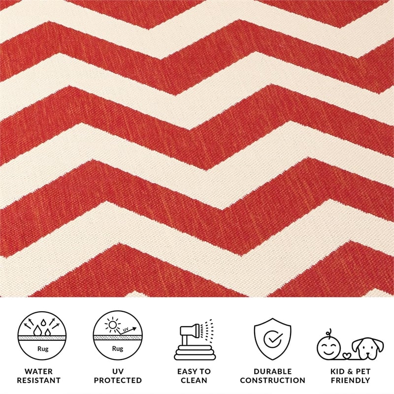 Pemberly Row Red Indoor Outdoor Area Rug 9' x 12' for Any Room