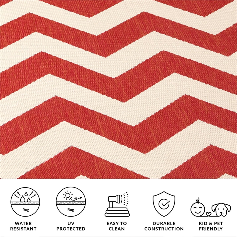 Pemberly Row Red Indoor Outdoor Runner Rug 2'3