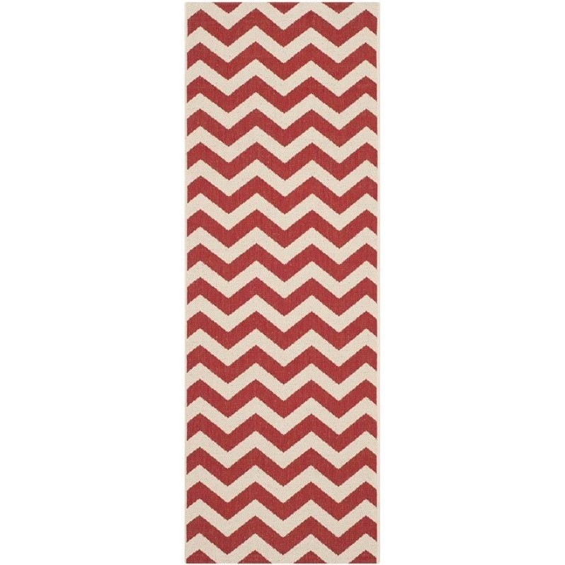 Pemberly Row Red Indoor Outdoor Runner Rug 2'3