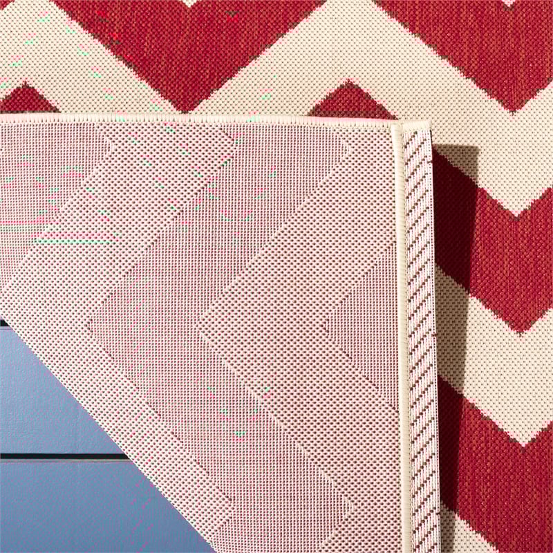 Pemberly Row Red Indoor Outdoor Square 4' Rug for Home Decor