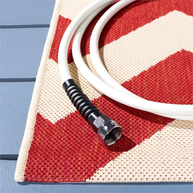 Pemberly Row Red Indoor Outdoor Square 4' Rug for Home Decor