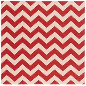 Pemberly Row Red Indoor Outdoor Square 6'7&quot Rug for Home Decor