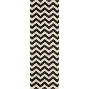 Pemberly Row Black Indoor Outdoor Runner Rug 2'3&quot x 8' for Home Decor