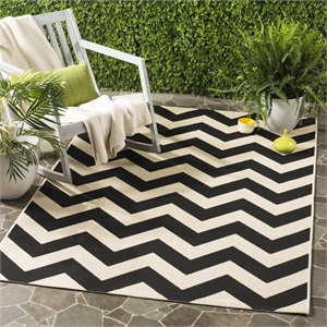 Pemberly Row Black Indoor Outdoor Square 5'3&quot Rug for Any Room