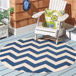 Pemberly Row Navy Indoor Outdoor Round 5'3&quot Rug for Any Space