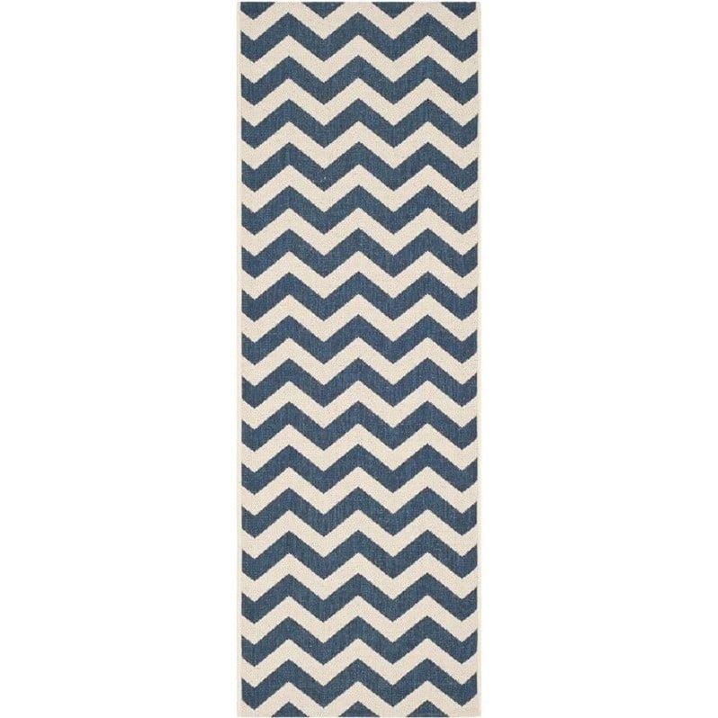 Pemberly Row Navy Indoor Outdoor Runner Rug 2'3