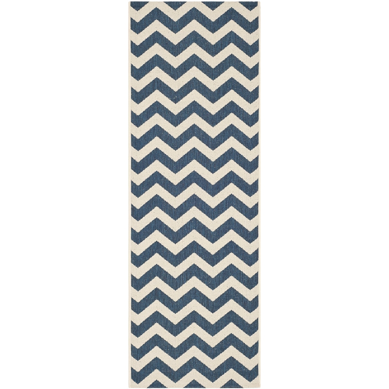 Pemberly Row Navy Indoor Outdoor Runner Rug 2'3