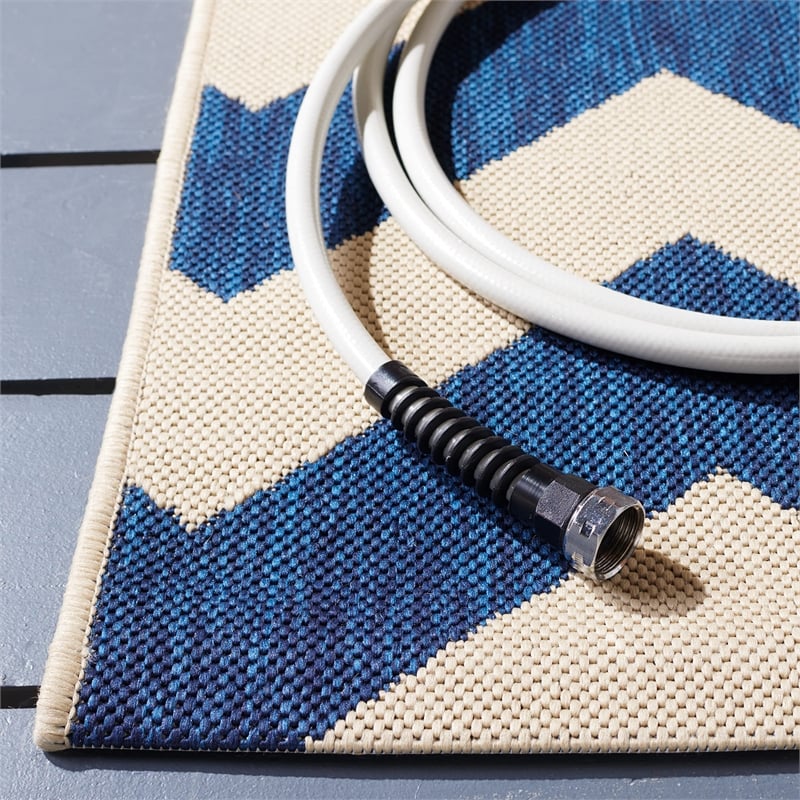 Pemberly Row Navy Indoor Outdoor Runner Rug 2'3