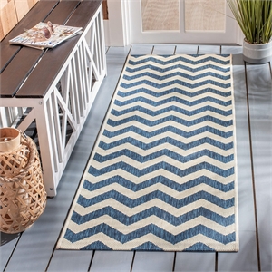Pemberly Row Navy Indoor Outdoor Runner Rug 2'3&quot x 14' for Any Room