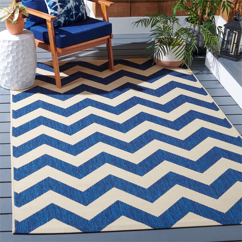 Pemberly Row Navy Indoor Outdoor Square 4' Rug for Any Space