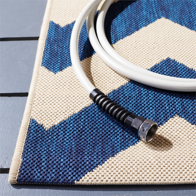 Pemberly Row Navy Indoor Outdoor Square 4' Rug for Any Space