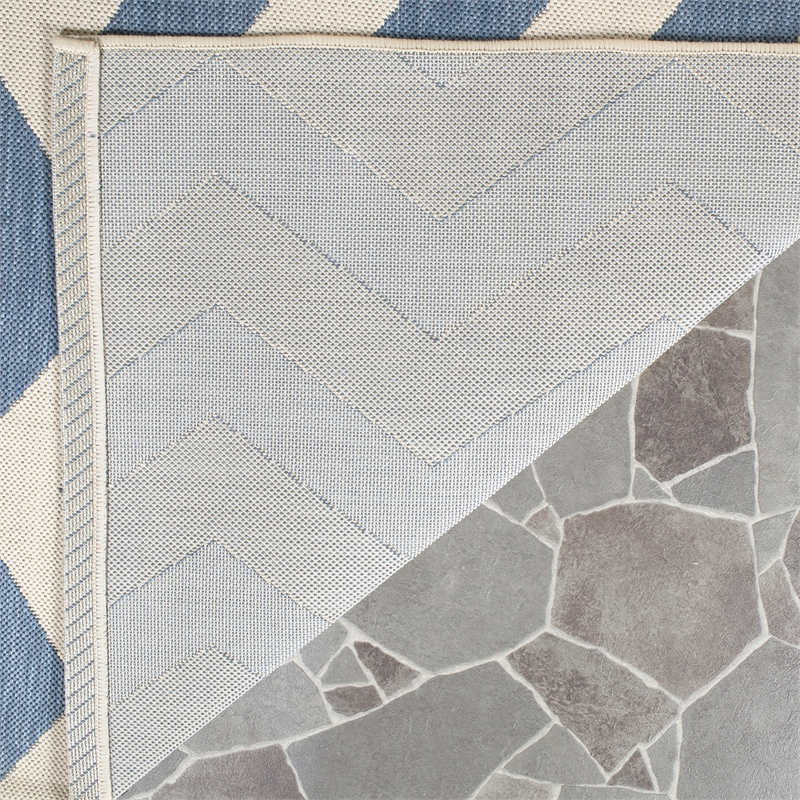 Pemberly Row Blue Indoor Outdoor Runner Rug 2'3