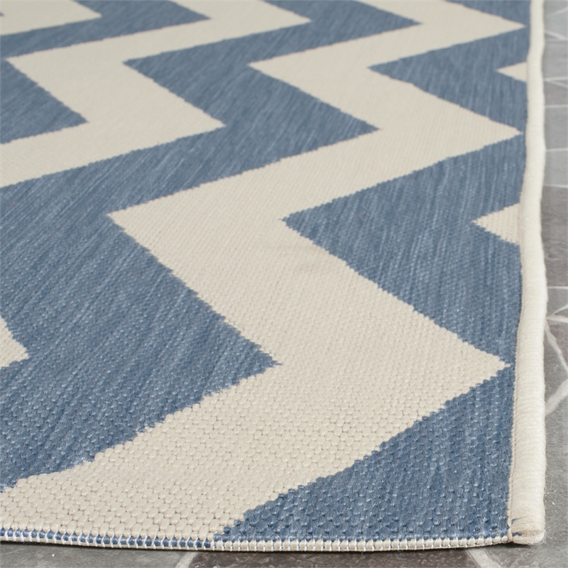 Pemberly Row Blue Indoor Outdoor Runner Rug 2'3
